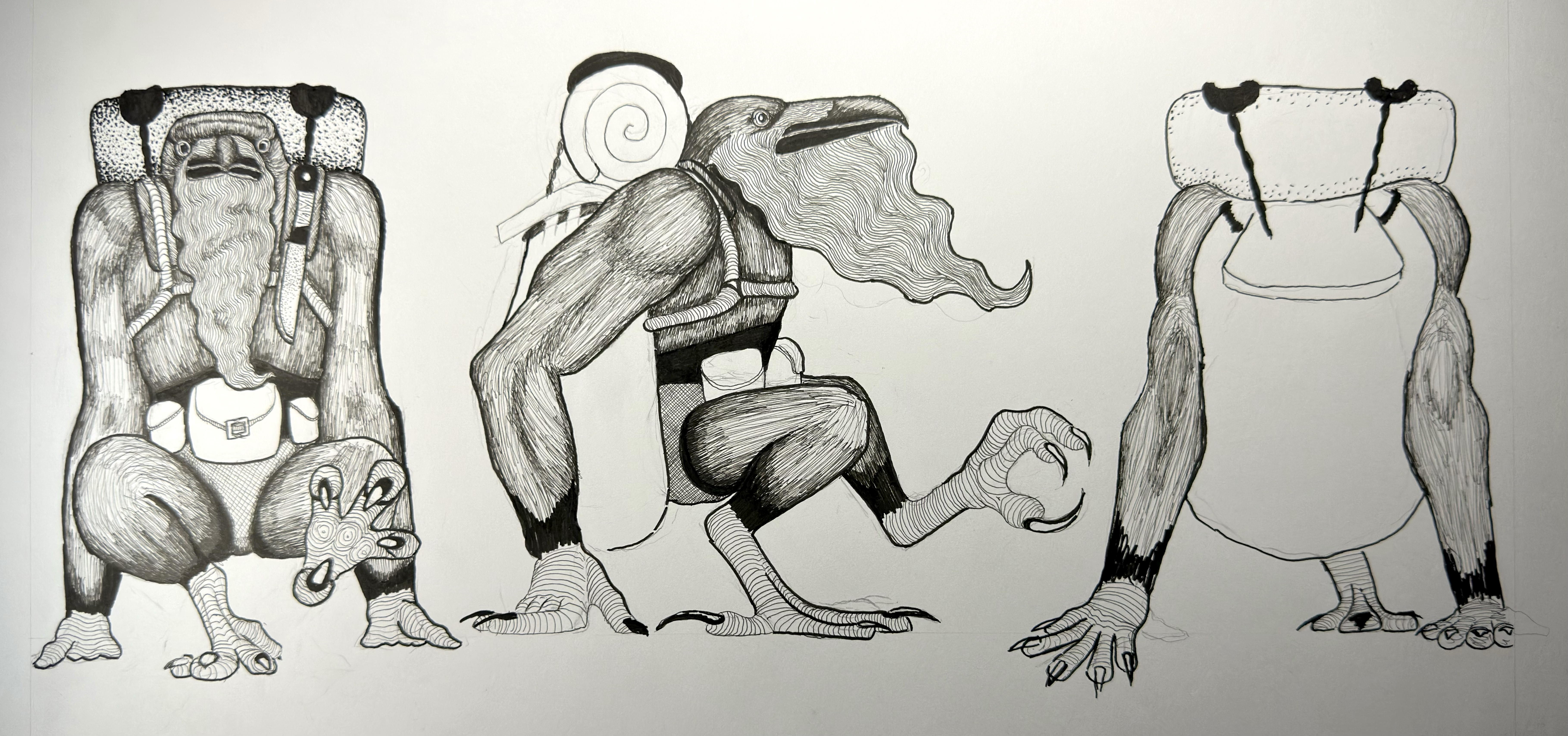 Fingerbones Comic Character: a Micron pen illustration developing a clever goblin thief through expressive design and hatching.